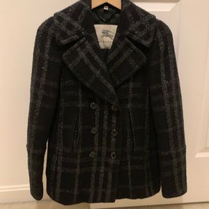 Authentic Burberry Check Pea Coat
